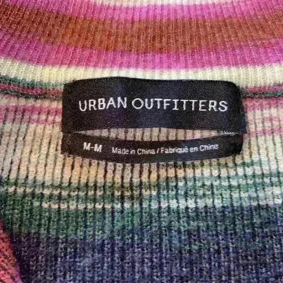 Urban Outfitters striped rib knit half zip mock neck crop top SZ M - Picture 6 of 7